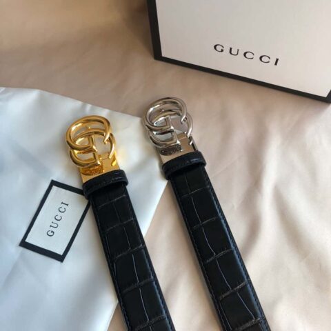 GUCCI G旋转金属夹扣 可双面外用腰带 3.5CM