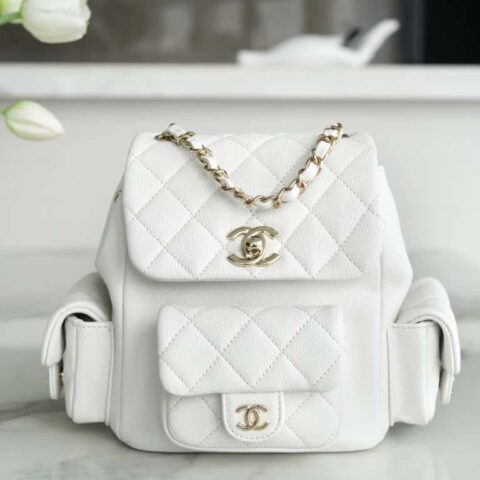 CHANEL 23K新款 坦克Duma 小号双肩背包 AS4399白色