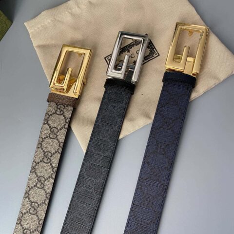 GUCCI 3.5cm方形G搭扣双面皮带