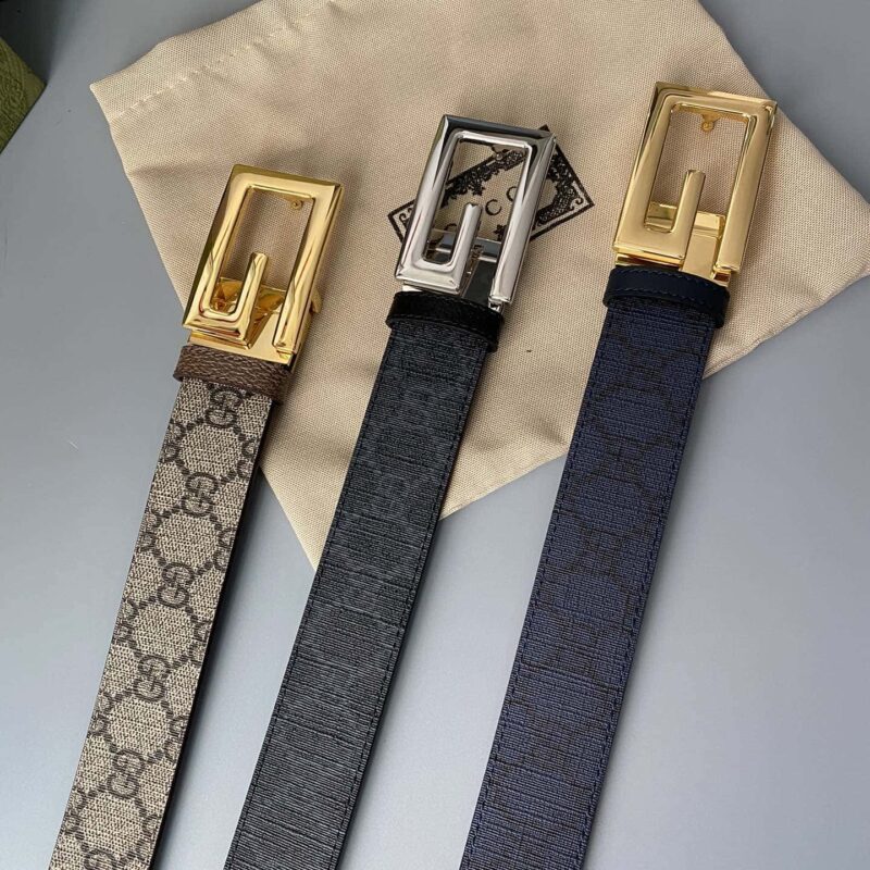 GUCCI 3.5cm方形G搭扣双面皮带