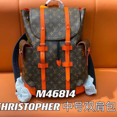 【原单精品】M46814老花橙色 双肩包系列 CHRISTOPHER 中号双肩包