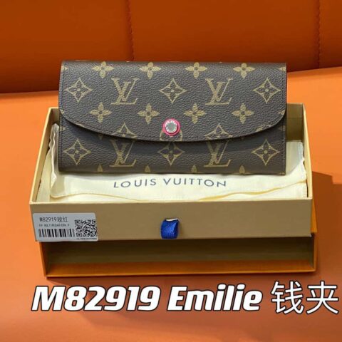 【原单精品】M82919老花玫红 翻盖钱包系列 Emilie 钱夹 m82919 m82920