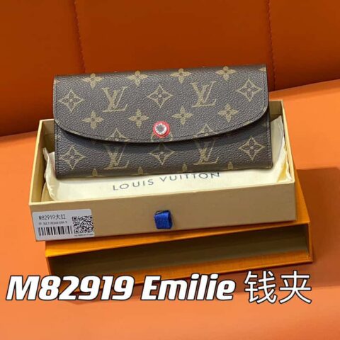 【原单精品】M82919 老花红色 翻盖钱包系列 Emilie 钱夹 m82919 m82920