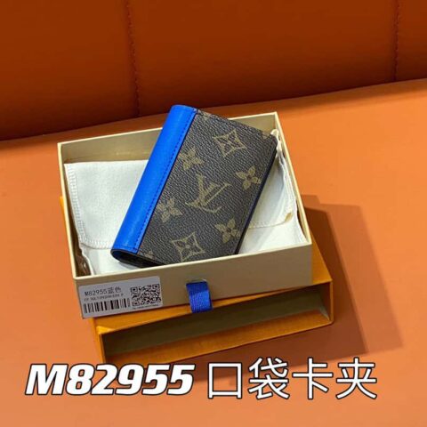 【原单精品】M82955老花蓝色卡夹钱包系列 本款 Coin 卡夹 口袋卡包
