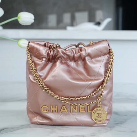 CHANEL 23s春夏新款22Mini bag 原产皮 AS3980玫瑰金