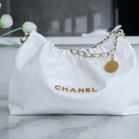 CHANEL 24C横版22手袋 AS4486白色金扣