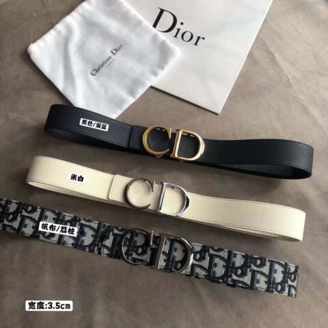 DIOR OBLIQUE印花与黑色牛皮荔枝双面外用3.5CM腰带