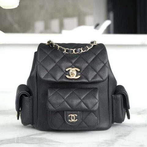 CHANEL 23K新款 坦克Duma 小号双肩背包 AS4399黑色