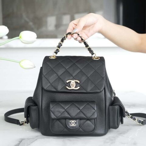 CHANEL 23K新款 坦克Duma 大号双肩背包 AS4398黑色