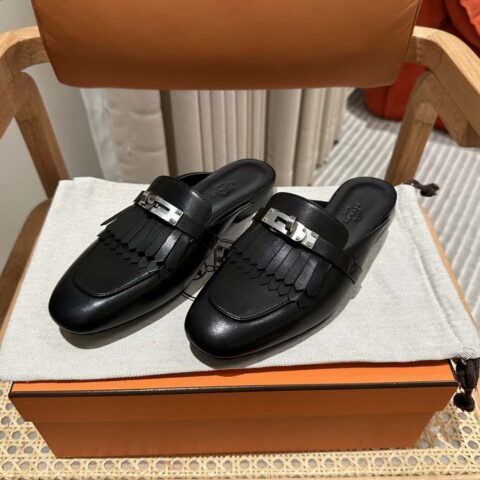 Hermès H家新款流苏穆勒半拖