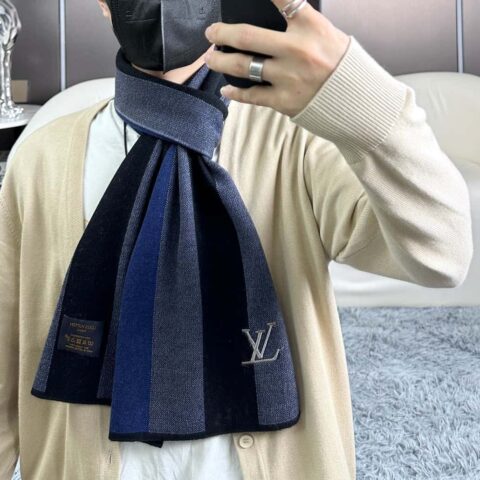 LV 2023经典格纹提花 高端男士围巾