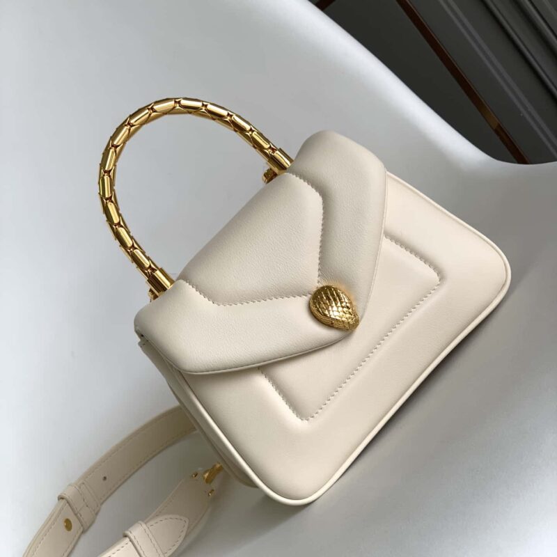 BVLGARI宝格丽 SERPENTI REVERSE系列小号手提包 292128白色20CM