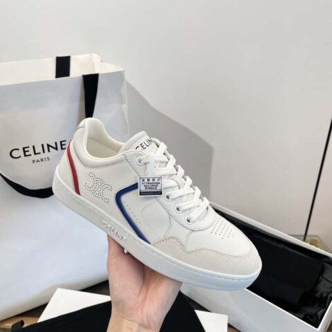 CELINE 思琳𝟐𝟎𝟐𝟒皮面低帮平底小白鞋