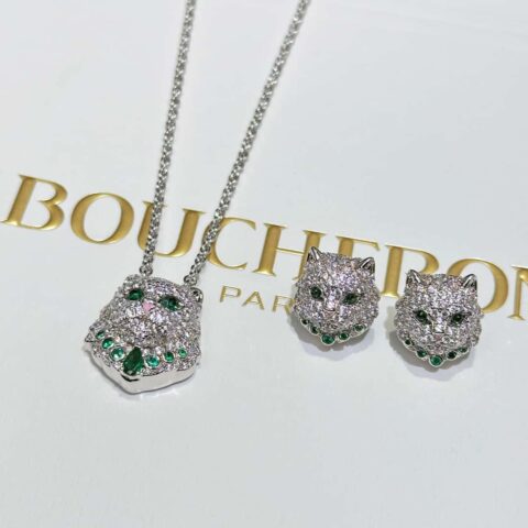 ☀新款 BOUCHERON/宝诗龙满钻龙猫项链 耳钉 ☀