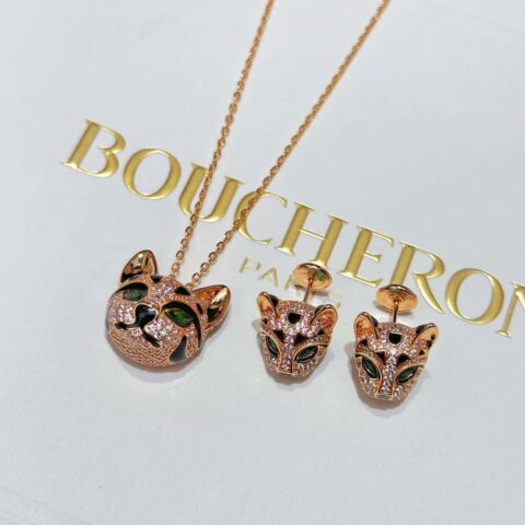 ☀新款 BOUCHERON/宝诗龙满钻龙猫项链 耳钉 ☀