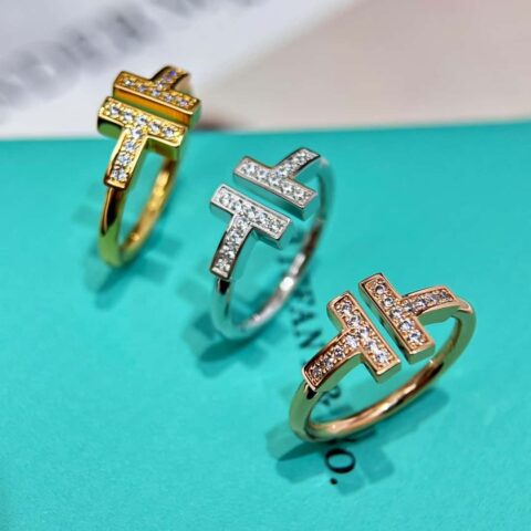 （5钻）☀️Tiffany&co 蒂芙尼 经典款T字系列 5钻双T戒指 ☀️