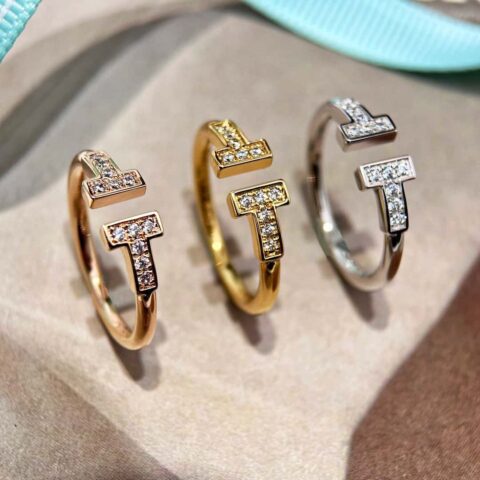 （3钻）☀️Tiffany&co 蒂芙尼 经典款T字系列 3钻双T戒指 ☀️