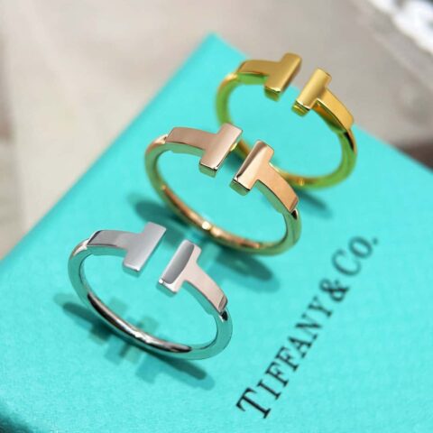 光面戒指 ☀️Tiffany&co 蒂芙尼 经典款T字系列 光面双T戒指 ☀️