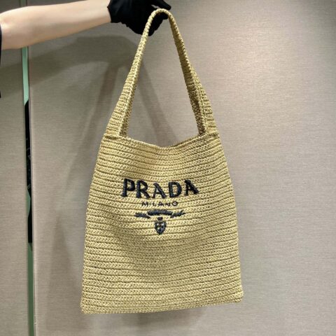 PRADA 🎉酒椰纤维斜跨包🎉1BG182大号