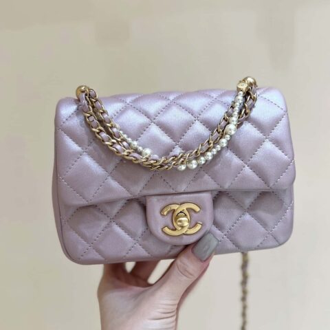 CHANEL 24P 春夏预告系列限量版珍珠方胖子 AS4385粉色