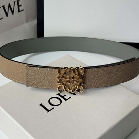 LOEWE罗意威 男士西班牙风格徽标金属扣复古工艺双面用牛皮腰带 3.5cm