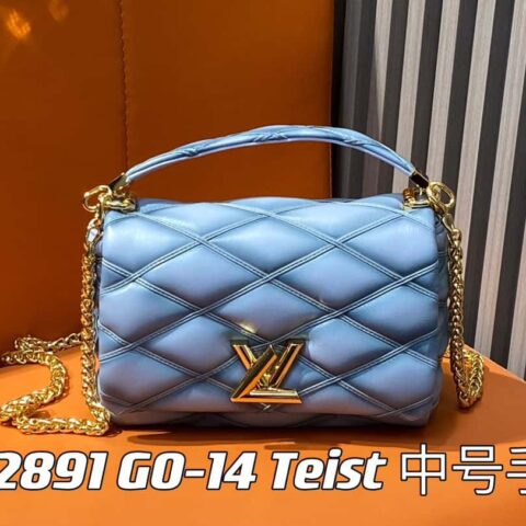 【原单精品】M22891雾霾灰 全皮菱格链条包系列 GO-14 Teist 中号手袋 M22890