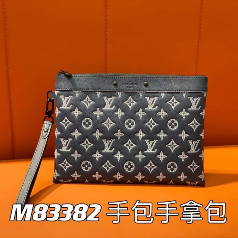 【原单精品】M83382蓝色丝印 全皮手包手拿包系列