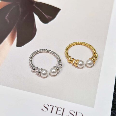 ❗️新款❗️  ☀Tiffany&Co.蒂芙尼麻花珍珠开口戒指 ☀️