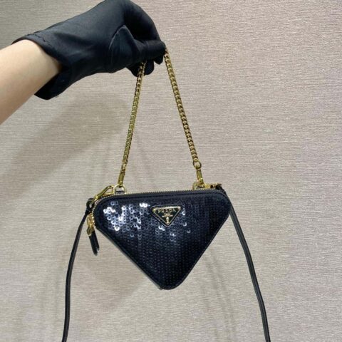 PRADA🎉双子亮片三角包🎉1NR015新品😘亮片