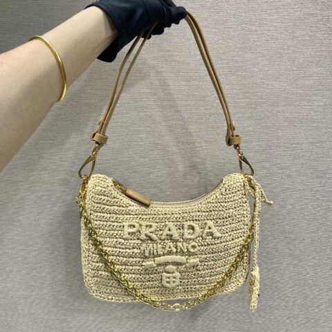 PRADA🎉草编Hobo🎉1BC204B