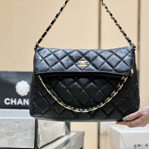 CHANEL 24p maxi hobo黑色AS4777