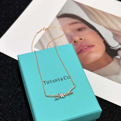 ❤️ TIFFANY&Co.蒂芙尼Knot系列双色金镶钻项链