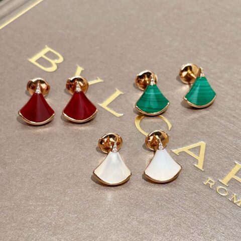 ❗️新品❗️ ☀️原单货  ☀BVLGARI宝格丽DIVAS’ DREAM 白贝母 红玉髓 孔雀石扇子耳钉耳环 ☀️