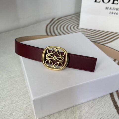 LOEWE罗意威新款腰带光滑牛皮革双面腰带 2.8CM