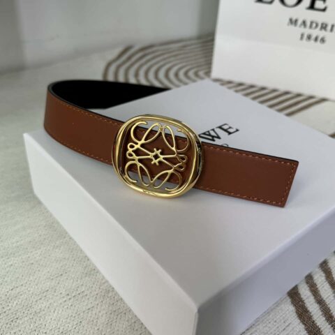 LOEWE罗意威新款腰带光滑牛皮革双面腰带 2.8CM