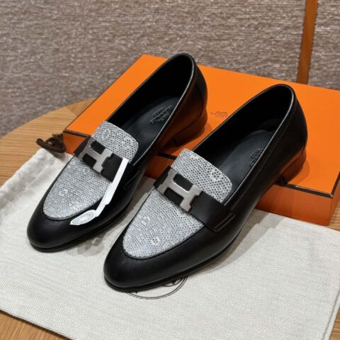 Hermès 192 Paris 乐福鞋 黑色/CK89/Noir/Himalaya/蜥蜴原色