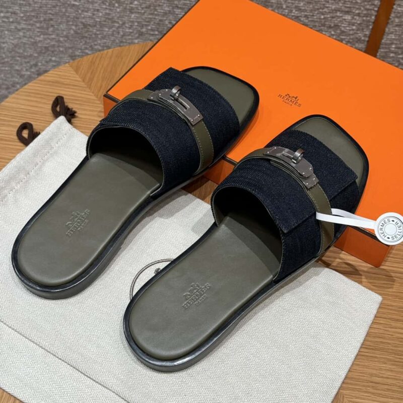 Hermès 183 GABRIEL男款凉拖 牛仔/Cowboy 墨绿色/Dark green