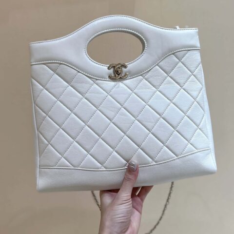 CHANEL 24S 新小号31bag油蜡羊皮 AS4853白色