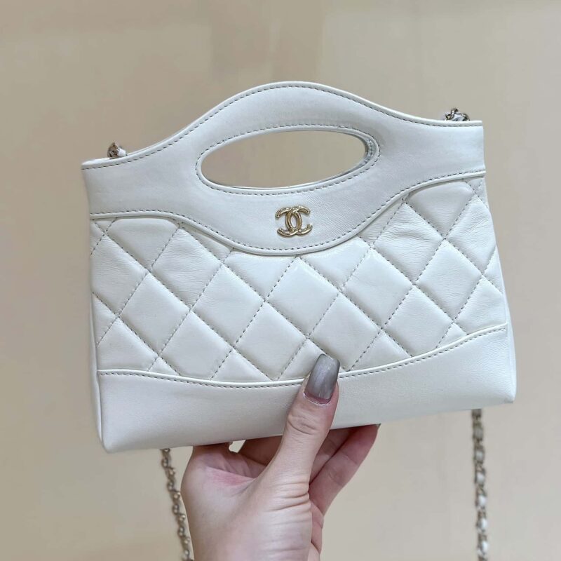CHANEL 24S 31bag nano 油蜡羊皮 AP3656白色