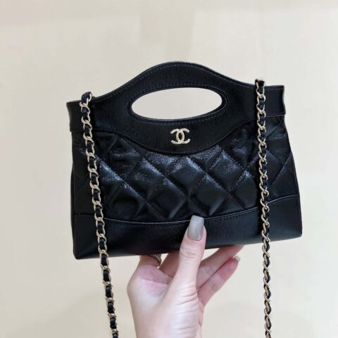 CHANEL 24S 31bag nano 油蜡羊皮 AP3656黑色