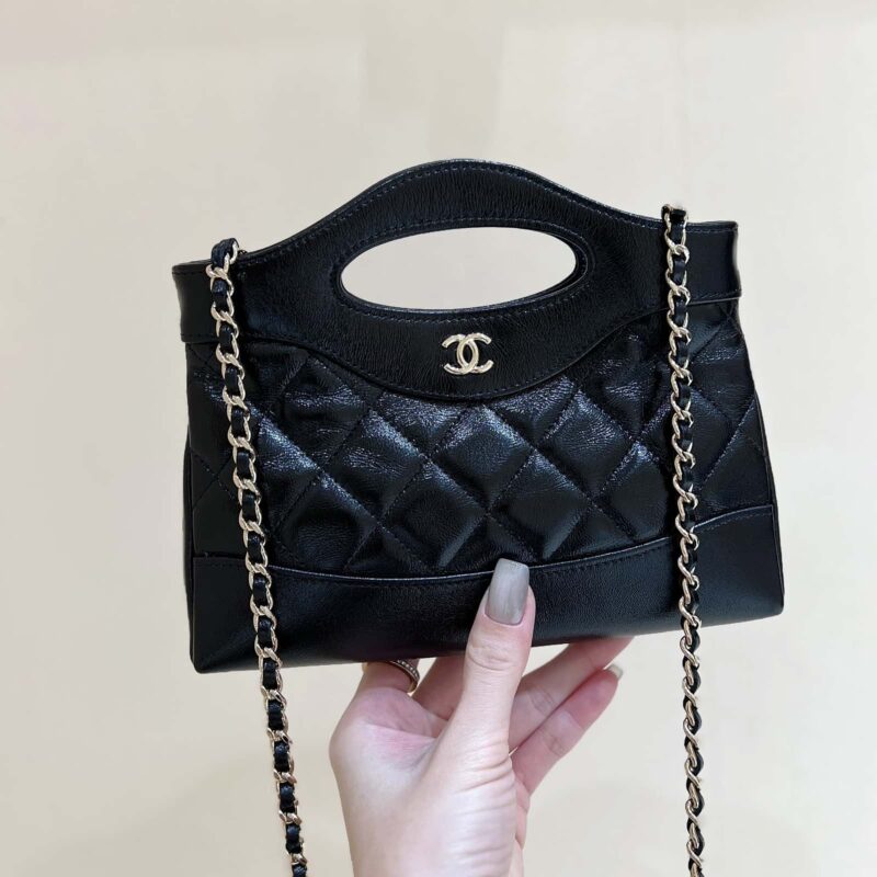 CHANEL 24S 31bag nano 油蜡羊皮 AP3656黑色