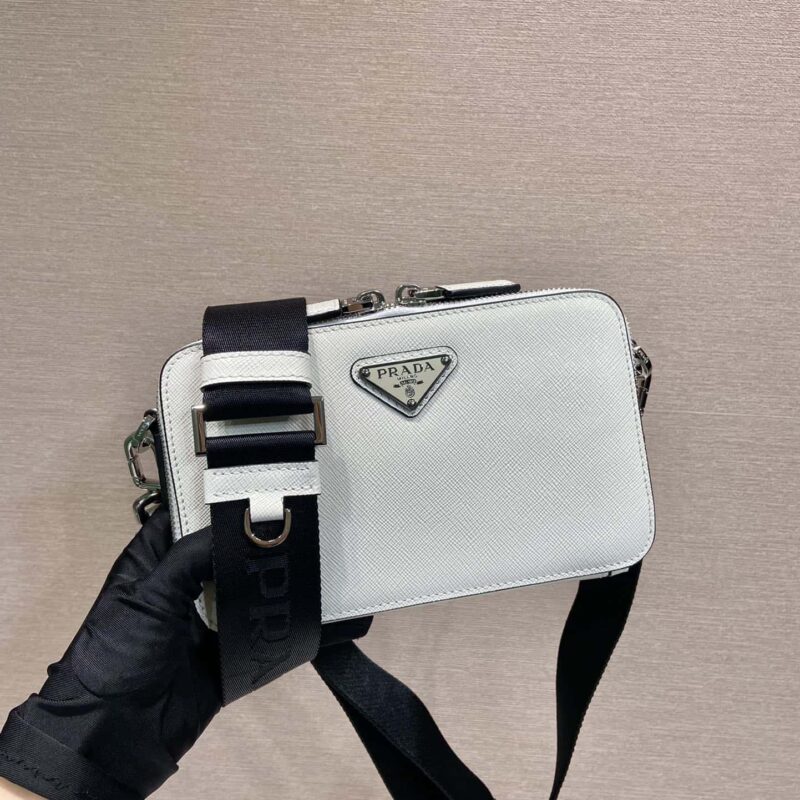 PRADA🎉新款邮差包🎉2VH173十字纹 白色