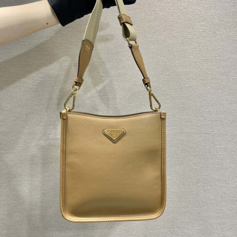 PRADA👏新款双肩带包👏1BH220🎉tote包 棕色