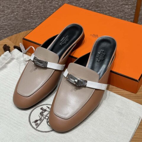 Hermès 181 Oran 凉拖 掌纹/Epsom 珠光玫瑰色/Pearl rose