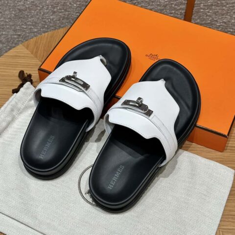 Hermès 258 Empire 夹脚拖 平纹/swift 纯白色/01/Blanc