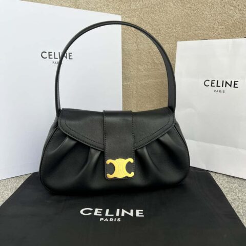 CELINE POLLY中号柔软牛皮革手袋 115633黑色