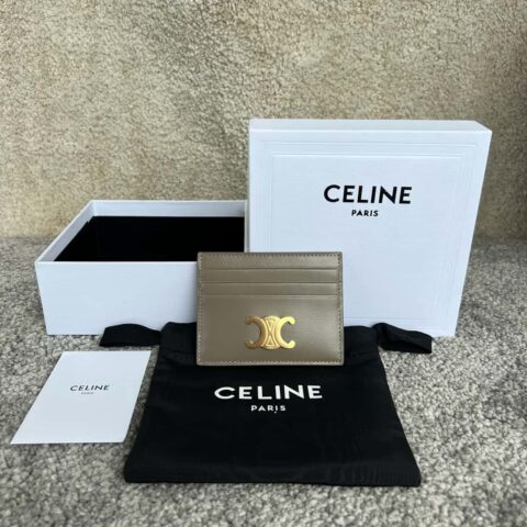 CELINE TRIOMPHE亮泽牛皮革卡包 10L833灰色