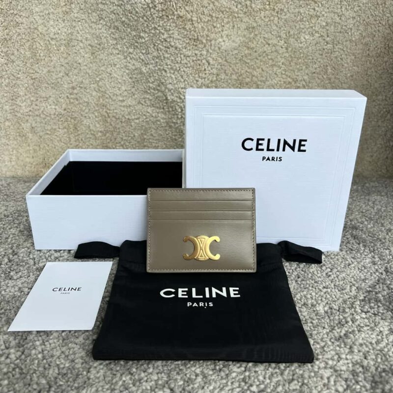 CELINE TRIOMPHE亮泽牛皮革卡包 10L833灰色