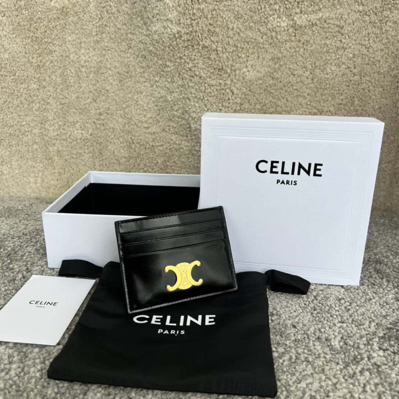 CELINE TRIOMPHE亮泽牛皮革卡包 10L833黑色