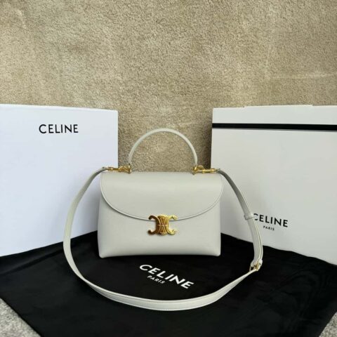 CELINE NINO中号柔软牛皮革手袋 117523云雾灰色